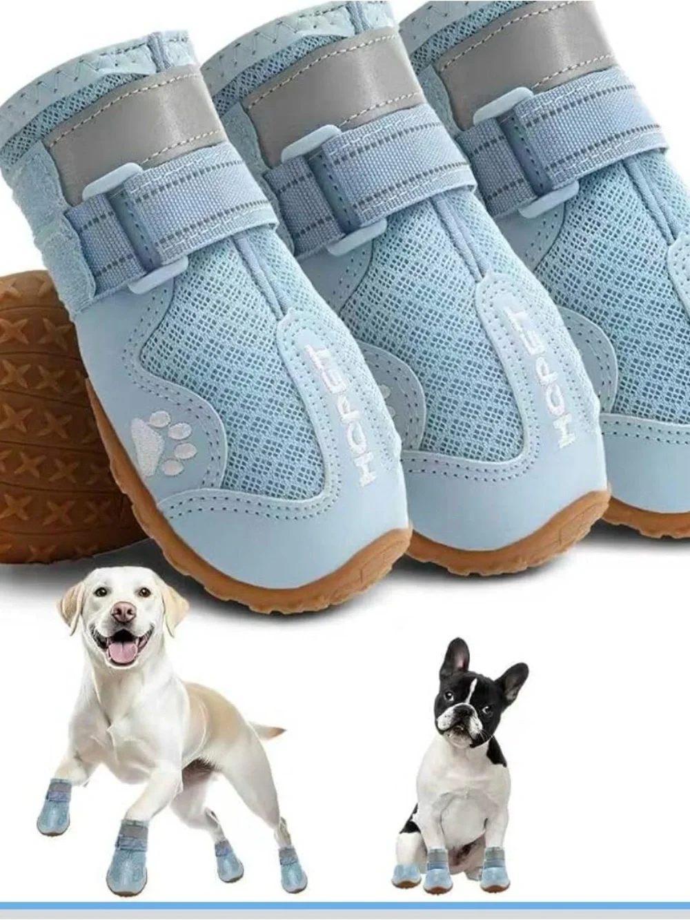 Hcpet Light Blue Dog Boots with Non-Slip Soles